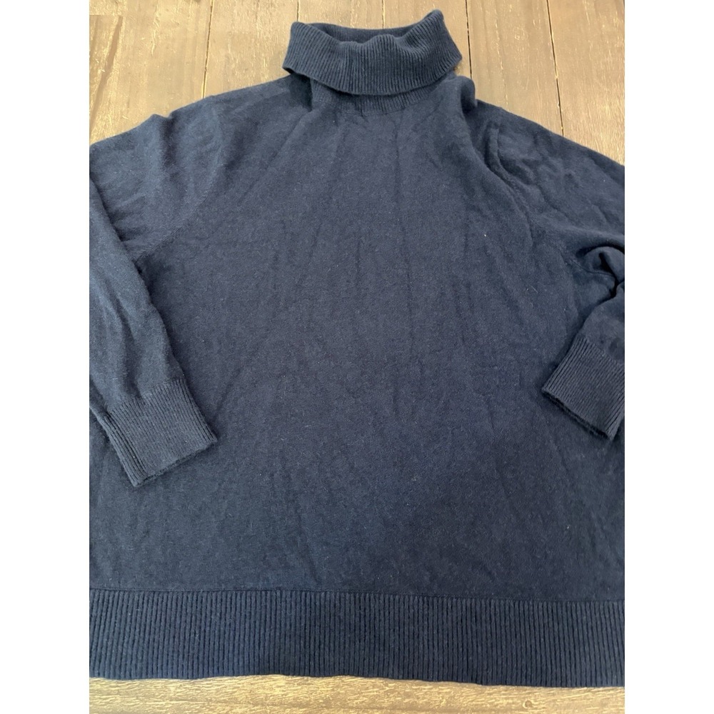 Lands End Men's Cashmere Turtleneck Navy Blue Sz 2xl